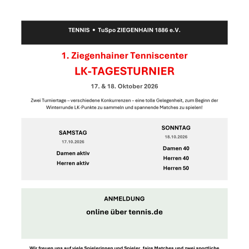1. Ziegenhainer Tenniscenter LK-TAGESTURNIER